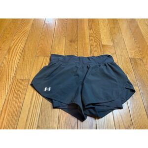 Under Armour Womens HeatGear 2-in-1 Running Shorts Black Medium MD Zipper Pocket
